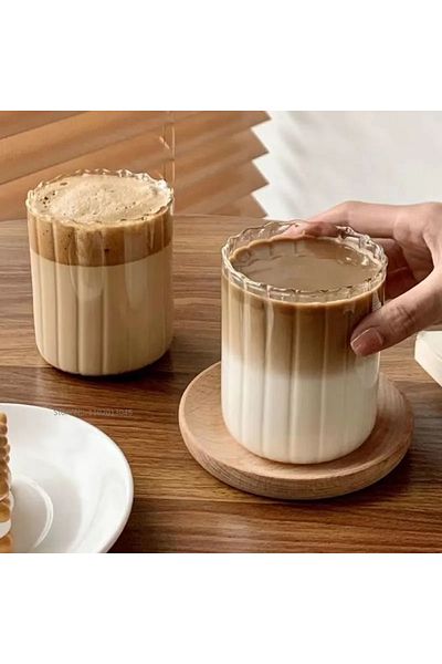 MİMOZA PARK 400 Ml Striped and Isiya Resistant Pinterest Glass - Presentation Glass 1 Piece