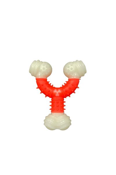 Glipet Orange 12cm Y Shaped Bone Dog Toy
