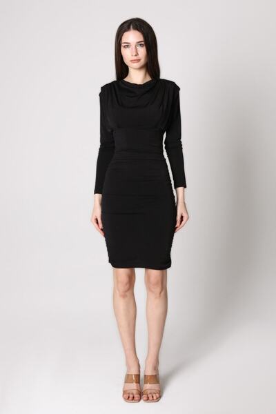 AVVER Women's Long Sleeve Black Dress