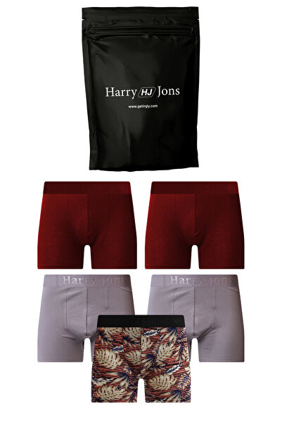 Harry Jons Ανδρικά μποξεράκια 5 τεμαχίων με πολύχρωμα βαμβακερά σχέδια Premiu...