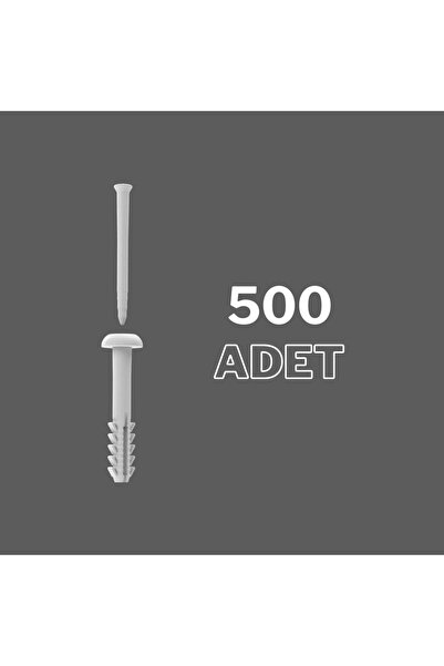 sebox Plastik Çivili Korniş Dübeli Del Çak Dübel 7 Mm - (500 Adet)