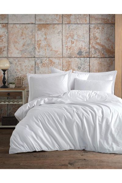 Sefaoğlu tekstil King Size, Duvet Cover Set, Poplin Fabric - White