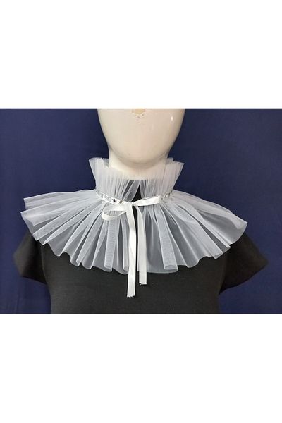 es moda shop Jolie Stone Detailed Tulle Neck Collar White