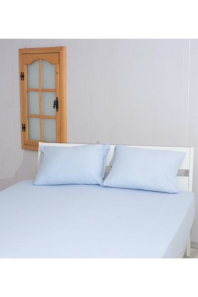MEYHOME غطاء وسادة مطاطي من القطن 100% باللون الأزرق (160X200) - 2x(50X70)