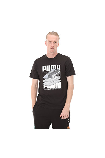 Puma 677186-01 Ανδρικό T-Shirt Puma Graphics Sneaker Tee Μαύρο