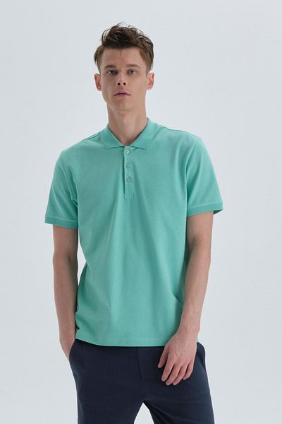 Dagi T-shirt με γιακά από βαμβάκι μέντα