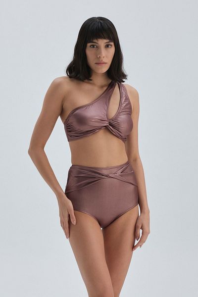 Dagi Bronzefarbenes One-Shoulder-Bikinioberteil