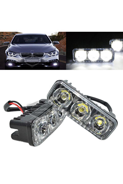 ŞüsCarOto Aksesuar DRL 3 Led Mercekli Araba Gündüz Farı Araç Motosiklet Gündü...