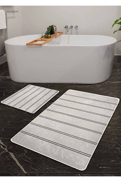 Pilloveland Covoraș de baie lavabil cu bază anti-alunecare din 2 piese - Snur 60*100 cm - 50*60 cm