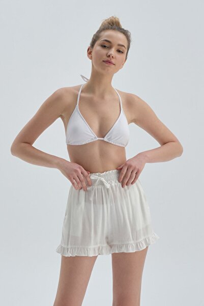 Dagi Bílé nabírané viskózové šortky