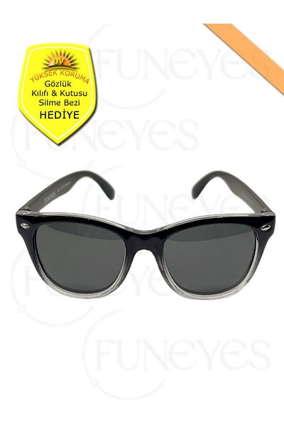 funeyes Black Children's Sunglasses Transparent Gradient 4-8 Years Old Polarized 100% UV Protection Children's Sunglasses