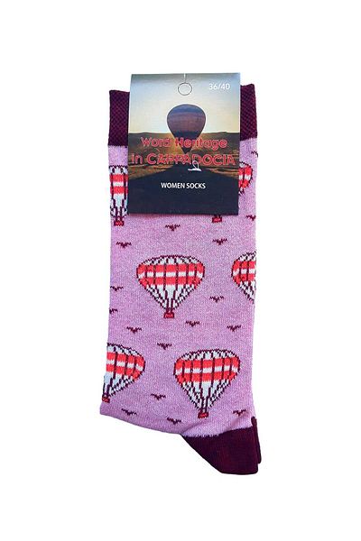 kapadokyahediyelik Cappadocia Balloon Patterned 2 Pairs of Socks