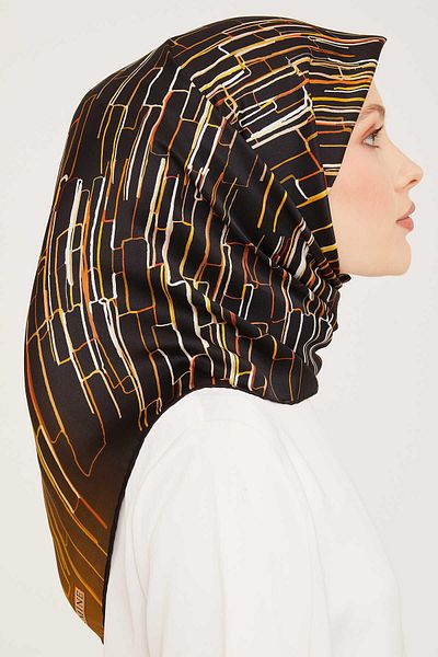 Armine Honey Foam Line Patterned Tivil Silk Scarf 9027-07