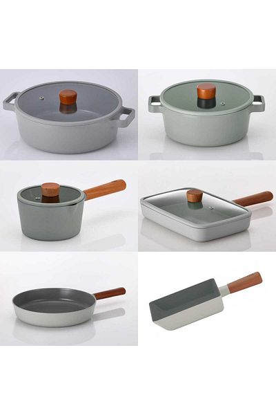 NEOFLAM Fika 10 Piece Aluminum Cast Glass Pot Pan Set with Lid