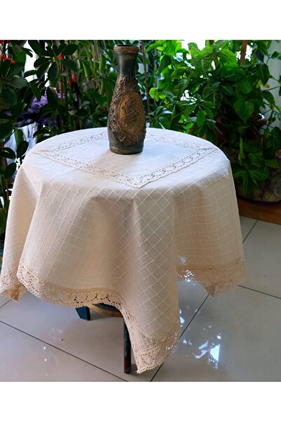 denizli hatırası buldan dantelli 100x100 fiskos masa örtüsü