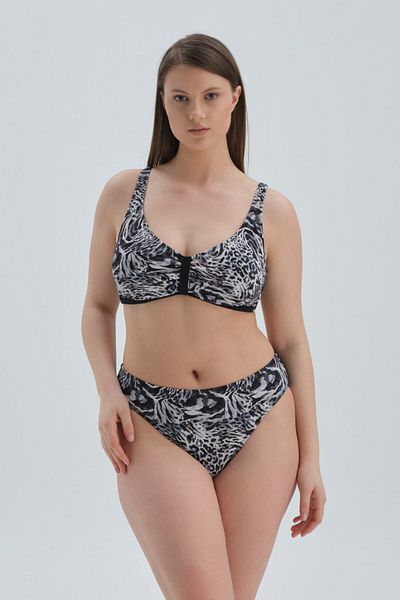 Dagi Schwarz-weißes, glattes Bikini-Unterteil mit hoher Taille