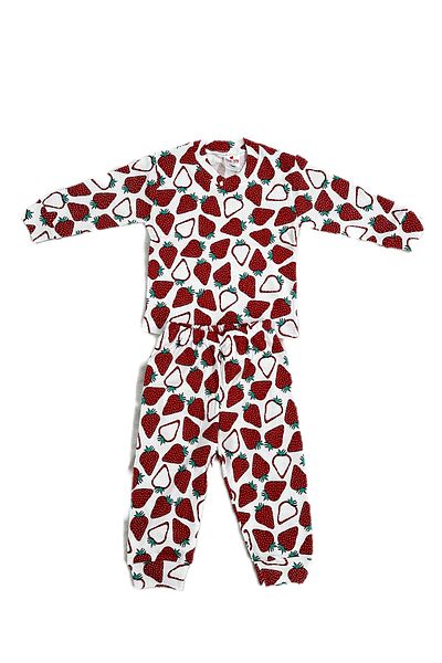 ÖZLEM BEBE 1-12 Years Strawberry Patterned Cotton Pajamas Set