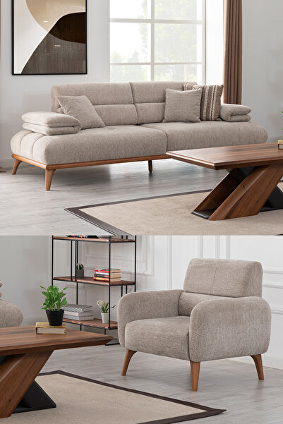 Eymense Monza Sırt Mekanizmalı Koltuk Takımı 3+1