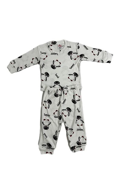 ÖZLEM BEBE 1-12 Years Penguin Patterned Cotton Pajama Set