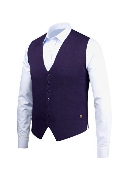 Çizgi Triko Men's Buttoned Sports / Classic Knitwear Knitted Sleeveless Vest