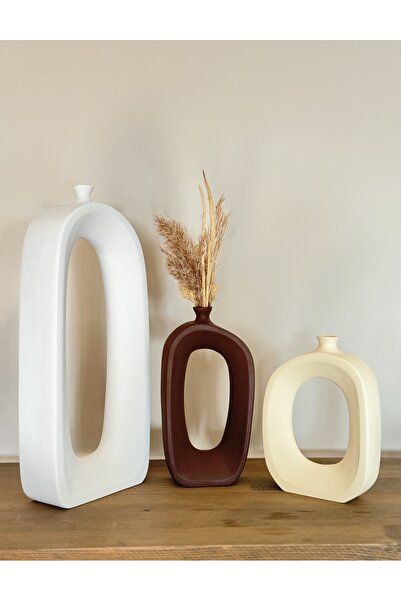 Ruuf Design Dekoratif Iskandinav Seramik Üçlü Vazo Set