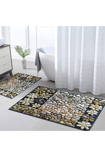 MUA HOME DECOR قاعدة مضادة للانزلاق قابلة للغسل 2 قطعة 60x100 50x60 سجادة حمام مجموعة مقعد المرحاض