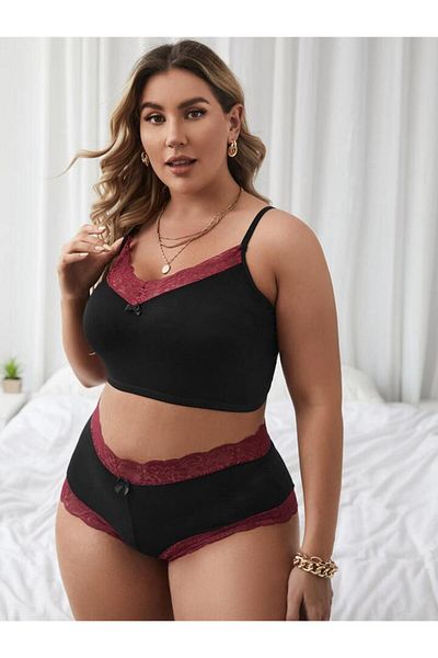 Fancy&Dancy Women's Black Color Lace Bra Panties Set