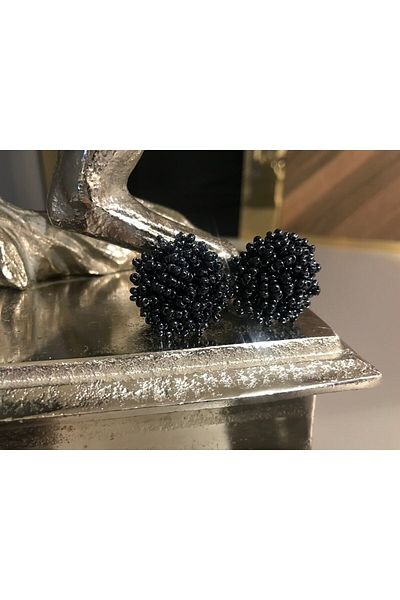 ArsenDesign Anthracite Sand Bead Large Ball Earrings