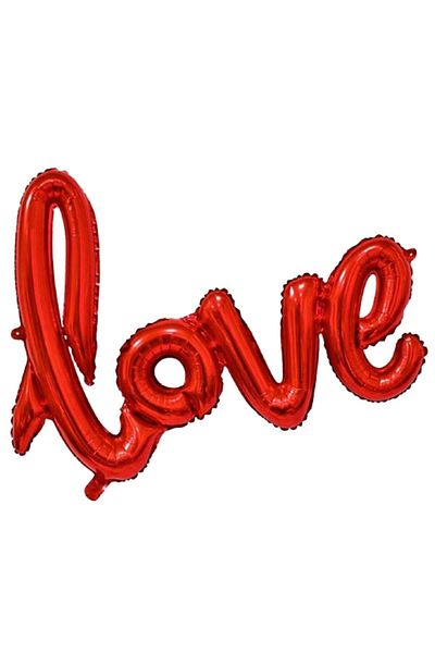 TATLI GÜNLER Foil Balloon Love Hand Written Helium Balloon Red Color