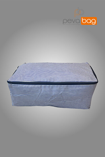 Pevabag Baza Altı Saklama Hurç Seti (5 ADET) 55*60*20 Cm Mavi Çizgili