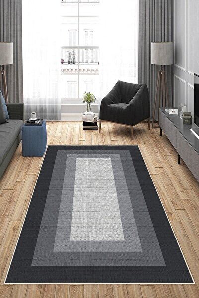 MUA HOME DECOR Çizgili Desen Dijital Baskı Yıkanabilir Kaymaz Taban Ince Salo...