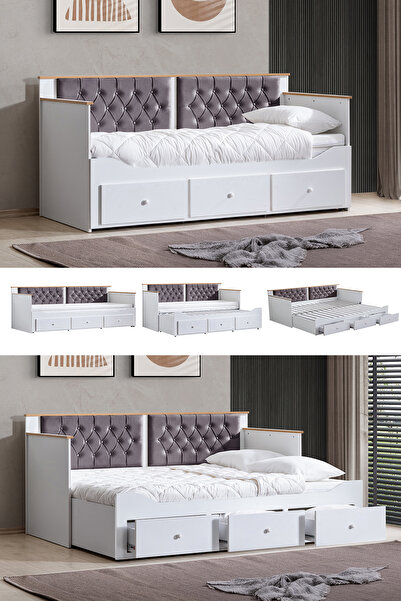 Setay Yavrulu Karyola, Alaçatı Divan Karyola Çekmeceli Açılır Çift Kişilik Ka...