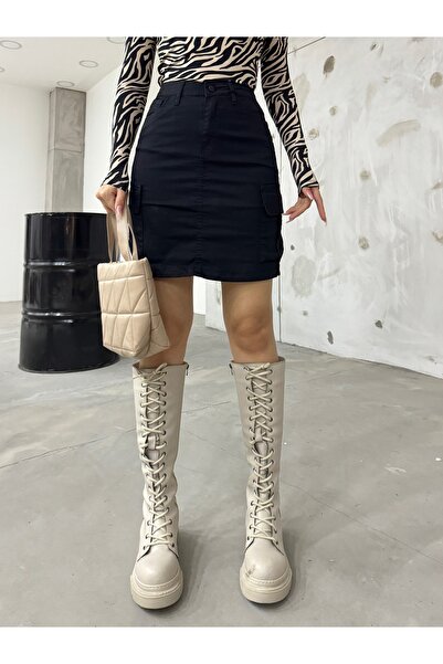 BİKELİFE Чорна спідниця з високою талією та кишенями