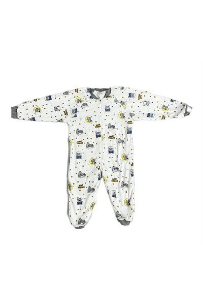 ÖZLEM BEBE Ecru Sweet Dreams Flannel Romper for Children Aged 7-12 - Fiber Free and Comfortable Sleep Design
