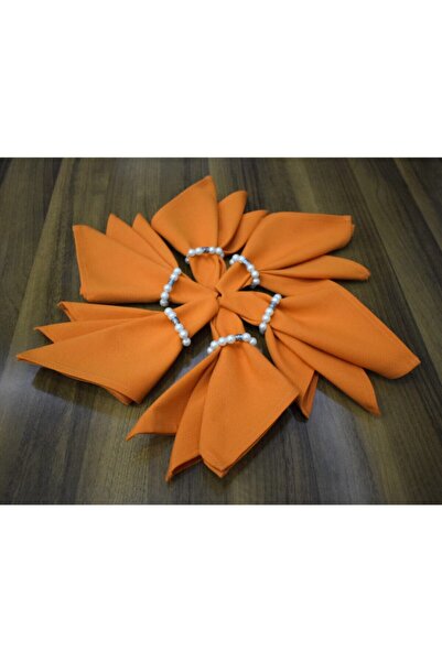 paris in paris 6 bucăți șervețele de serviciu din țesătură de culoare portocalie cu inele de perle