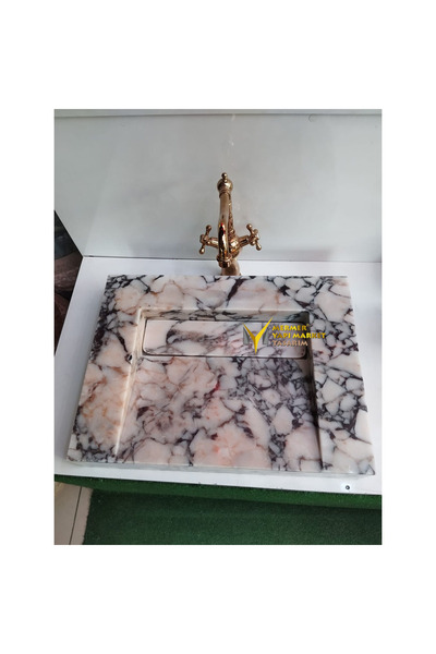 Genel Markalar Menekşe Mermer Gizli Giderli Modern Kare Lavabo