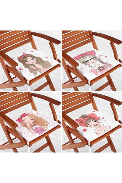 Nish & Royal Set de 4 perne de scaun cu fermoar cu design special cu portret ...