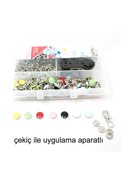 Klinkshop 10.5mm Painted Covered Click Snap Hammer Application Apparatus and 56 Pieces of Snaps in Mixed Colors
