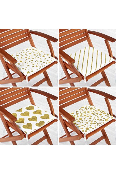 Nish & Royal Set de 4 perne de scaun moderne cu fermoar, cu detalii aurii pe ...