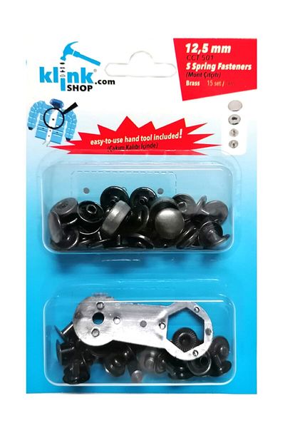 Klinkshop 12.5 Mm Snap Hammer Application Apparatus and 15 Pieces Black Color Snap Kit - Stainless Brass