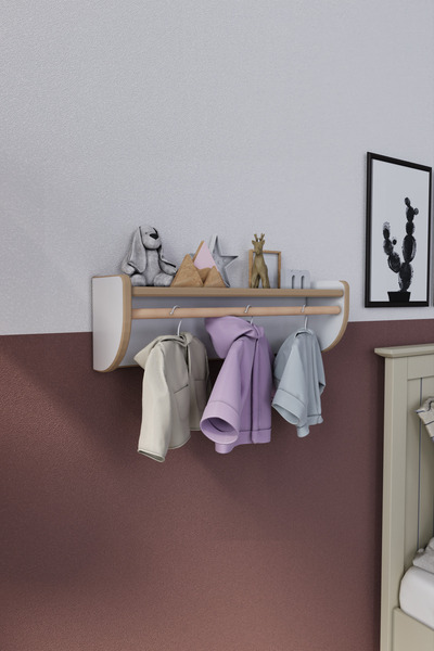 zeo wood design Montessori Ikili Çok Amaçlı Mdflam Dekoratif Duvar Rafı - Beyaz