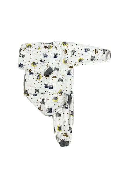 ÖZLEM BEBE Ecru Sweet Dreams Flannel Romper for Children Aged 7-12 - Fiber Free and Comfortable Sleep Design