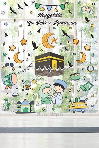 Sticker Ekspres Mega Set Kabe Ve Ramazan Figürleri Cam Kapı Duvar Sticker Seti