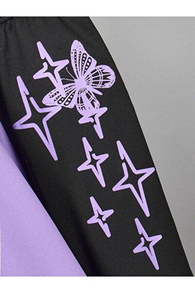 Machetta Children's Butterfly Printed Two Color Bottom Top Tracksuit Set