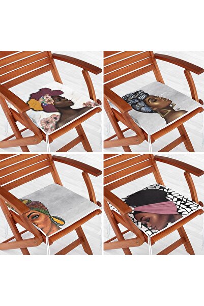 Nish & Royal Set de 4 perne pentru scaune cu fermoar, imprimate digital cu mo...