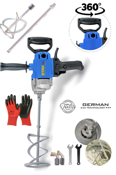 STAXX POWER Devir Ayarlı El Tipi Dikey Boya ve Harç Karıştırıcı Mikser Çok Am...