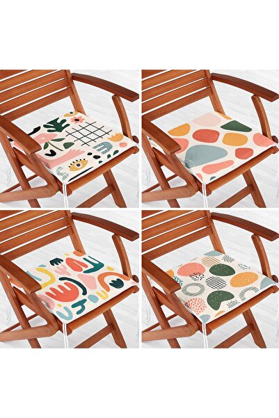 Nish & Royal Set de 4 perne pentru scaune cu fermoar cu modele abstracte