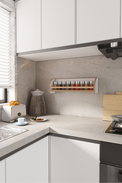 zeo wood design Montessori Ikili Çok Amaçlı Mdflam Dekoratif Duvar Rafı - Beyaz