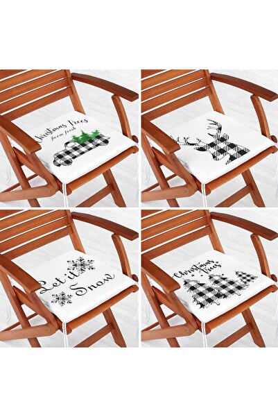 Nish & Royal Set de 4 perne pentru scaun cu fermoar, cu tematică în carouri
