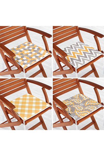 Nish & Royal Set de 4 perne pentru scaune cu fermoar imprimate digital cu des...